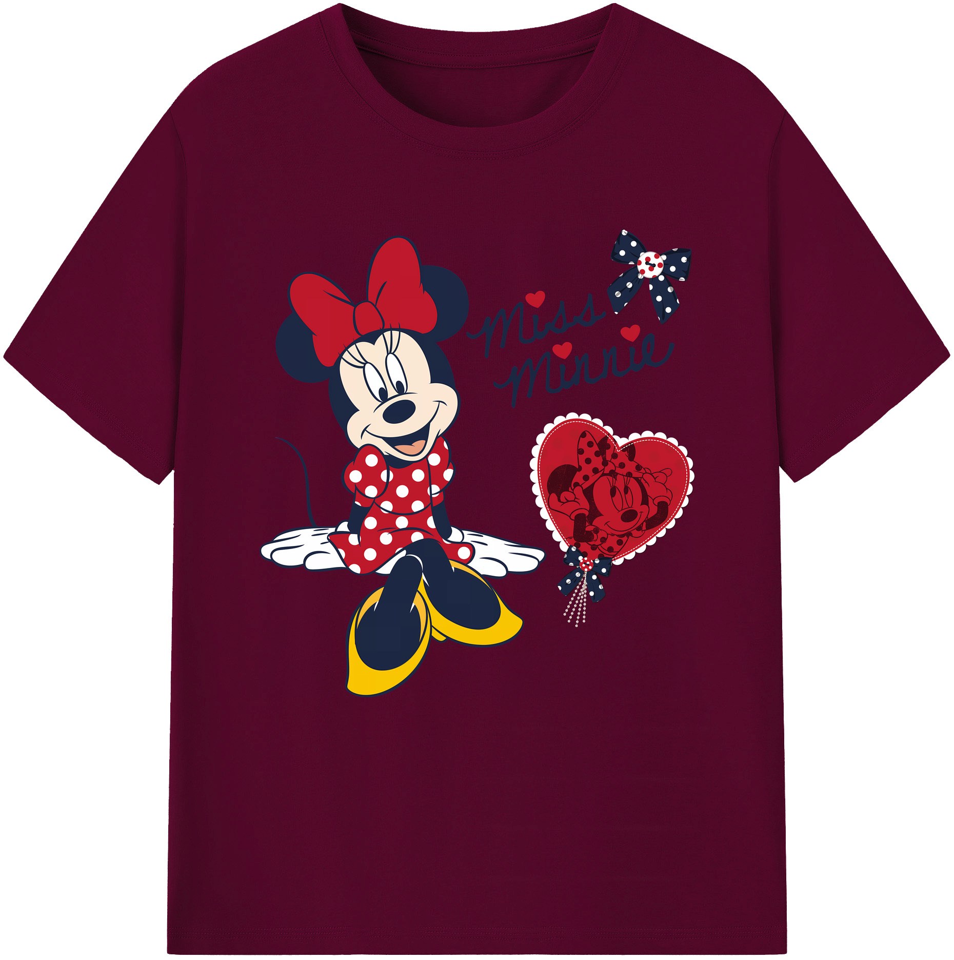 （画像用） ミッキーマウス Mickey Mouse レディースカジュアルプリントTシャツ（綿100％）